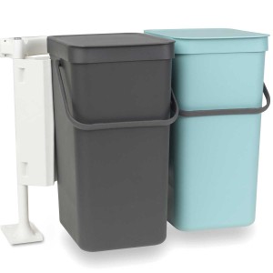 SORT & GO צמד פחי הפרדה 2*16 ליטר מינט / אפור - Brabantia + הנחה 10% לנרשמים לניוזלטר ומשלוח חינם