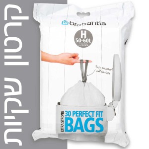 קרטון שקיות קוד H לפח אשפה 60-50 ליטר 270 יח' Brabantia - קבלו 30% הנחת כמות + משלוח חינם!