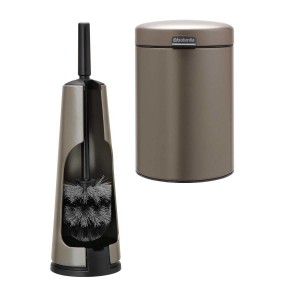 סט לשירותים פלטינום עם פח נתלה Brabantia: פח נתלה 3 ליטר NewIcon + מברשת אסלה קונית ברבנטיה + עכשיו המשלוח חינם + עכשיו ב30% הנחת מבצע פסח + משלוח חינם!