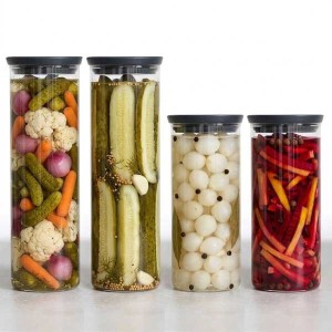 סט 4 מיכלי זכוכית 1.1 + 1.9 ליטר, מכסה פלסטיק אפור כהה Brabantia - ללא BPA + עכשיו במבצע 25% הנחת פסח SALE