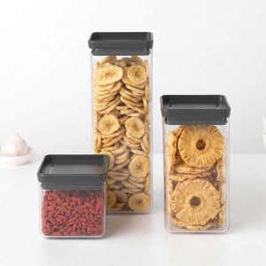 סט 3 מיכלי אחסון פלסטיק שקוף 0.7 + 1.6 + 2.5 ליטר, מכסה אפור כהה Brabantia - ללא BPA + עכשיו במבצע 25% הנחת פסח SALE