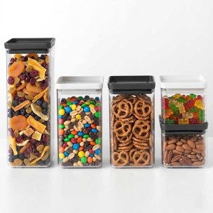 סט 5 מיכלי אחסון פלסטיק שקוף 0.7 + 1.6 + 2.5 ליטר, מכסה אפור בהיר וכהה Brabantia - ללא BPA + עכשיו במבצע 25% הנחת פסח SALE