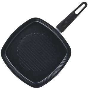 מחבת גריל נון סטיק קרמי, אינדוקציה 26X26 ס״מ Brabantia אפור בהיר + ללא PFAS + הנחה 10% לנרשמים לניוזלטר