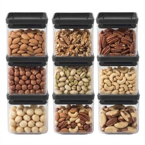 סט 9 מיכלי אחסון פלסטיק שקוף 0.7 ליטר, מכסה אפור כהה Brabantia - ללא BPA + עכשיו במבצע 25% הנחת פסח SALE