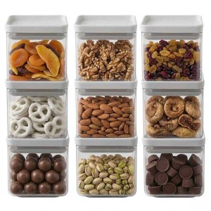 סט 9 מיכלי אחסון פלסטיק שקוף 0.7 ליטר, מכסה אפור בהיר Brabantia - ללא BPA + עכשיו במבצע 25% הנחת פסח SALE