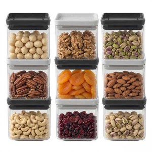 סט 9 מיכלי אחסון פלסטיק שקוף 0.7 ליטר, מכסה אפור בהיר וכהה Brabantia - ללא BPA + עכשיו במבצע 25% הנחת פסח SALE