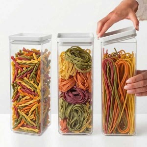 סט 3 מיכלי אחסון פלסטיק שקוף 2.5 ליטר, מכסה אפור בהיר Brabantia - ללא BPA + עכשיו במבצע 25% הנחת פסח SALE