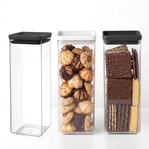 סט 3 מיכלי אחסון פלסטיק שקוף 2.5 ליטר, מכסה אפור כהה ובהיר Brabantia - ללא BPA + עכשיו במבצע 25% הנחת פסח SALE