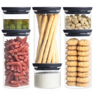 סט 6 מיכלי זכוכית 0.3 + 1.1 ליטר, מכסה אפור כהה Brabantia + עכשיו במבצע 25% הנחה SALE