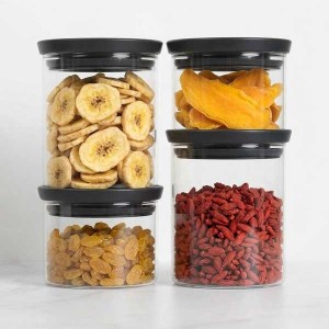 סט 4 מיכלי זכוכית 0.3 + 0.6 ליטר, מכסה פלסטיק אפור כהה Brabantia - ללא BPA + עכשיו במבצע 25% הנחת פסח SALE