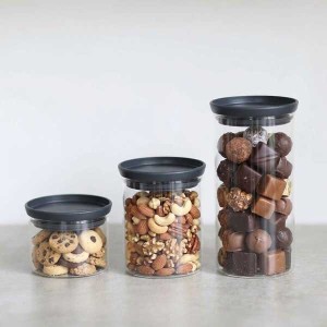 סט 3 מיכלי זכוכית 0.3 + 0.6 + 1.1 ליטר, מכסה אפור כהה Brabantia - ללא BPA + עכשיו במבצע 25% הנחת פסח SALE