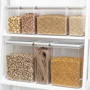 סט 7 מיכלי אחסון פלסטיק שקוף 5.4 + 3.5 + 2.5 + 1.6 ליטר, מכסה אפור בהיר Brabantia - ללא BPA + עכשיו במבצע 25% הנחת פסח SALE