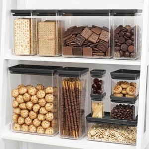 סט 11 מיכלי אחסון פלסטיק שקוף 5.4 + 3.5 + 1.6 + 1.5+ 0.7 + 0.15 ליטר, מכסה אפור כהה Brabantia ללא BPA + עכשיו במבצע 25% הנחת פסח SALE