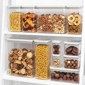 סט 11 מיכלי אחסון פלסטיק שקוף 5.4 + 3.5 + 1.6 + 1.5 + 0.7 + 0.15 ליטר, מכסה אפור בהיר Brabantia - ללא BPA + עכשיו במבצע 25% הנחת פסח SALE