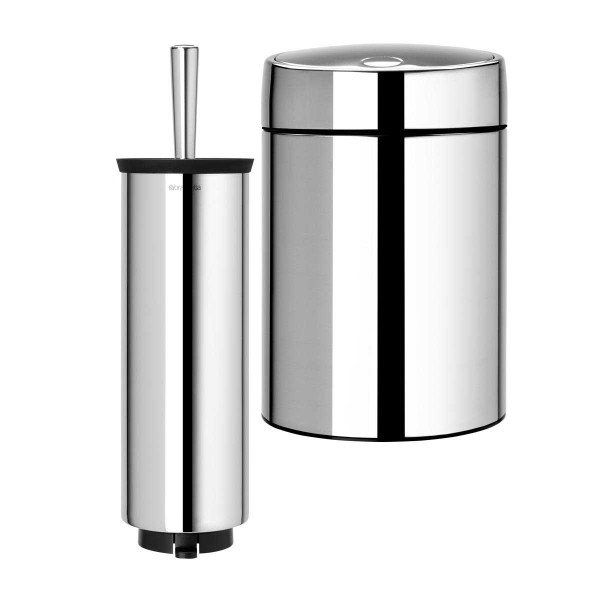 סט לשירותים, נתלה מבריק Brabantia: פח סלייד נתלה מבריק 5 ליטר + מברשת אסלה עם אפשרות תלייה ברבנטיה + משלוח חינם + הנחה 10% לנרשמים לניוזלטר