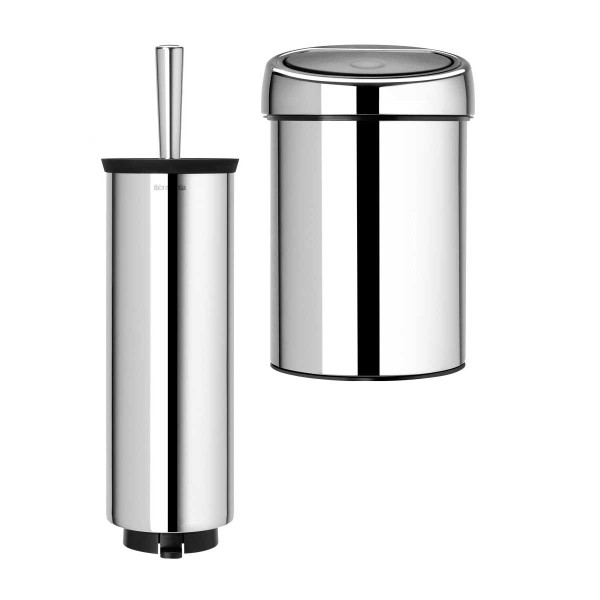 סט לשירותים, נתלה מבריק Brabantia: פח טאץ נתלה 3 ליטר + מברשת אסלה עם אפשרות תלייה ברבנטיה + משלוח חינם + הנחה 10% לנרשמים לניוזלטר