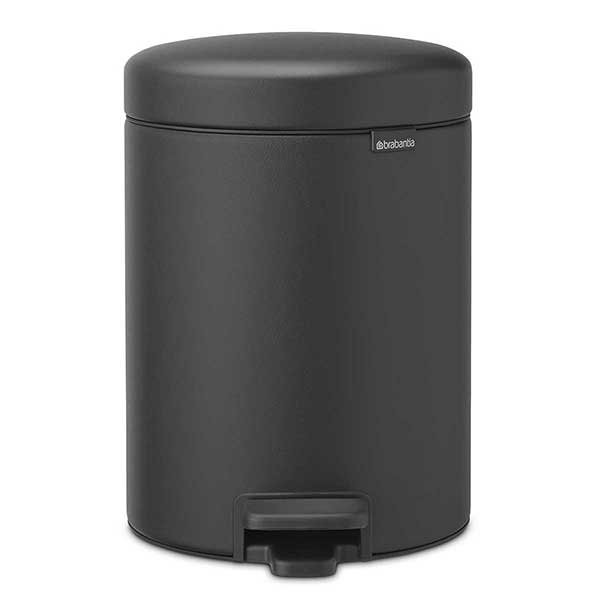 פח פדל 5 ליטר אפור כהה מינרלי Brabantia - NewIcon + משלוח חינם + הנחה 10% לנרשמים לניוזלטר